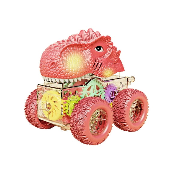KOYPTL Dinosaur Monster Truck Toy for Boys Aged 3 4 5 6 7 Years Old, Dinosaur Toys Cars Gears Rotating Stunt Car Dinosaur Vehicles Toys with Lights,Birthday Christmas Gifts for Kids