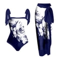 thumbnail image 1 of MKLEKYY Bikini Mujer Traje De Baño Women Vintage Abstract Floral Print 1 Piece Swimwear+1 Piece Cover Up Two Piece Vintage Print Swimsuit Monokini Bikini 2 Piece Swimsuits Two Piece Tankini Set 125, 1 of 4