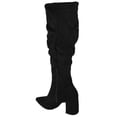 thumbnail image 3 of Delicious Women Knee High Slouchy Boots Side Zipper Chunky Thick Heels Pointed Toe GRAVITY-H Black Suede 8, 3 of 3