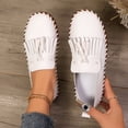 thumbnail image 4 of Mepaouo Womens Slip on Shoes Leather Tassel Casual Loafers Soft Comfortable Walking Work Flats White 6.5, 4 of 7