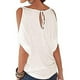 thumbnail image 4 of Camiseta con hombros descubiertos para mujer, blusa informal de algodón de manga corta, blanco, 3XL Methold AP001290-12, 4 of 7