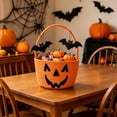 thumbnail image 5 of Halloween Pumpkin Shaped Handbag and Storage Basket with Spider and Bat Designs for Festive Decor and Organization, 5 of 5