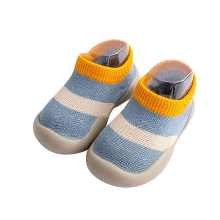 

Blue Baby Sneakers Infant Boys Girls Animal Cartoon Socks Shoes Toddler Fleece WarmThe Floor Socks Non Slip Prewalker Shoes
