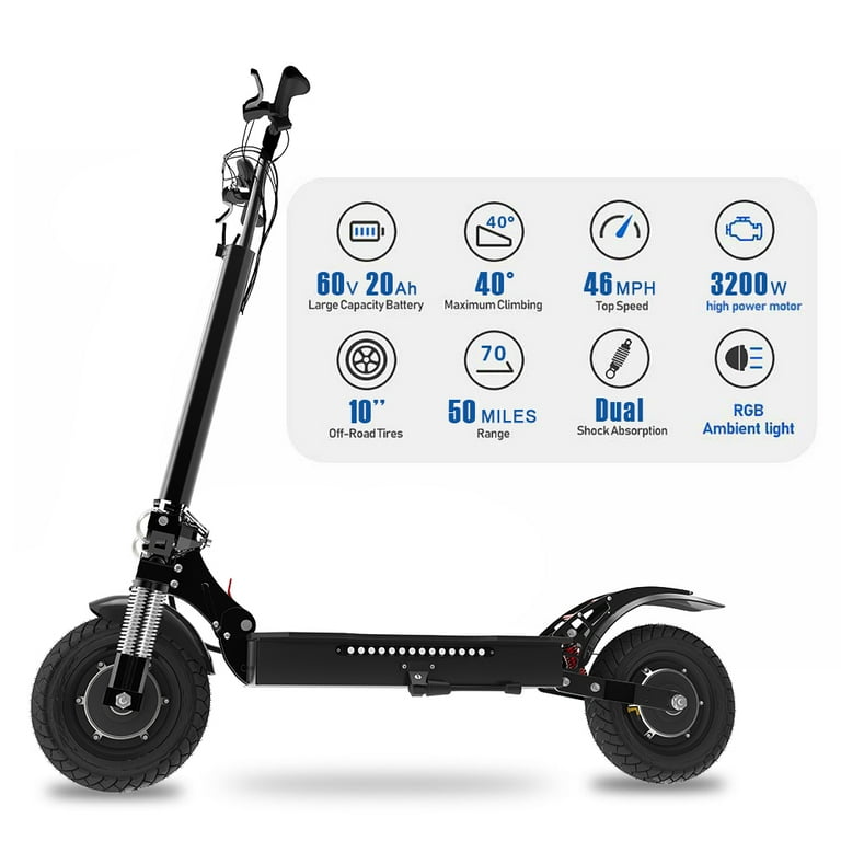 JUEXING JX760 Electric Scooter, 60V 3200W, 46 MPH Speed & 50 JUEXING JX760 Electric Scooter, 60V 3200W, 46 MPH Speed & 50
