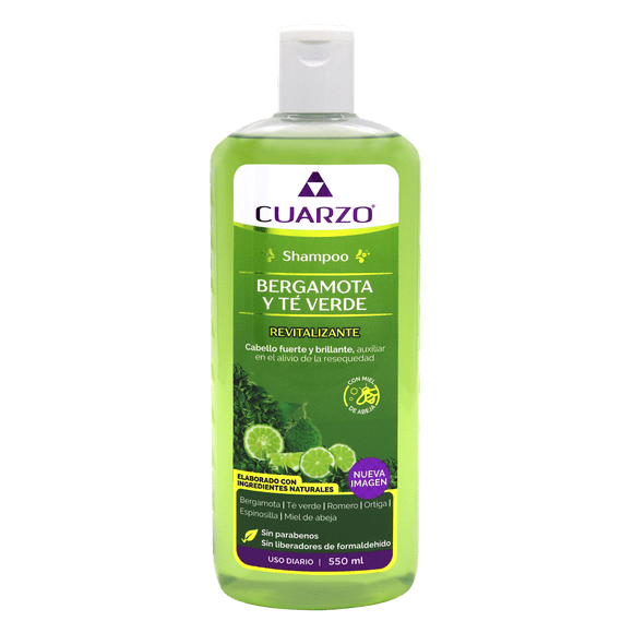 Shampoo Bergamota y Te Verde 550 ML Cuarzo Naturista
