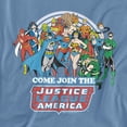 thumbnail image 2 of DC Join The Justice League Women's T Shirt, Carolina Blue, Medium, 2 of 6