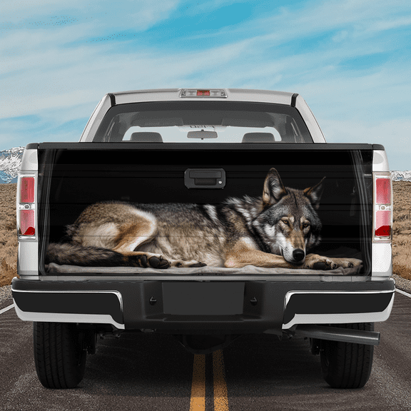 Lotusprinthandmade Wolf Lovers Tailgate Wrap 24"x58", Wolf Lovers Truck Tailgate Sticker Decal Wrap