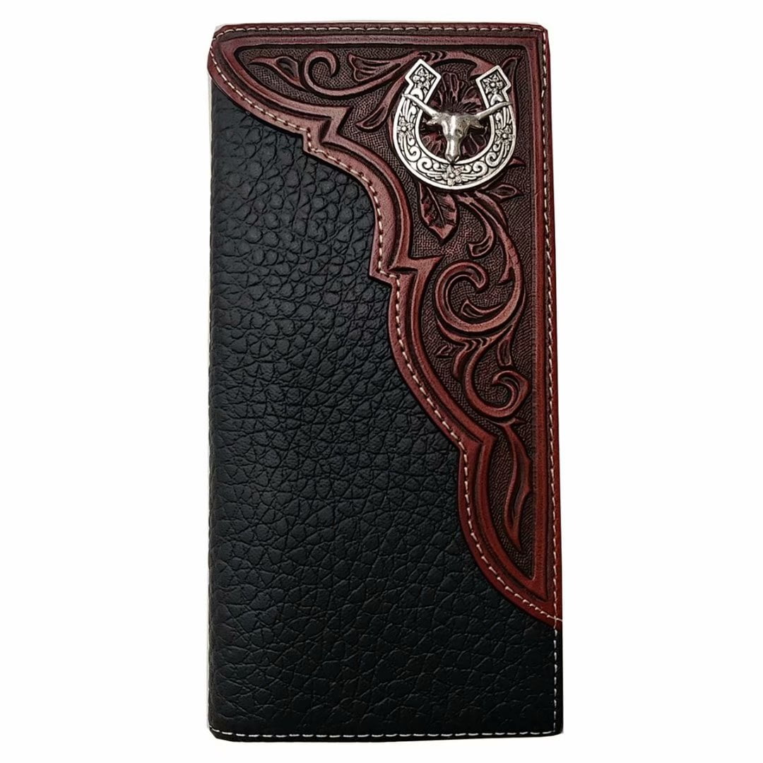  NopoWalli Long Wallets for Men, Genuine Leather Long Bifold  Wallet Checkbook Wallets, Western Rodeo Wallet For Men, RFID Blocking  Leather Construction : Clothing, Shoes & Jewelry