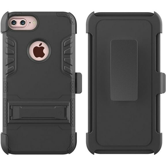 GSA Galaxy Tough Hybrid Kickstand Case w/Holster For iPhone 8 Plus/7 Plus -Black
