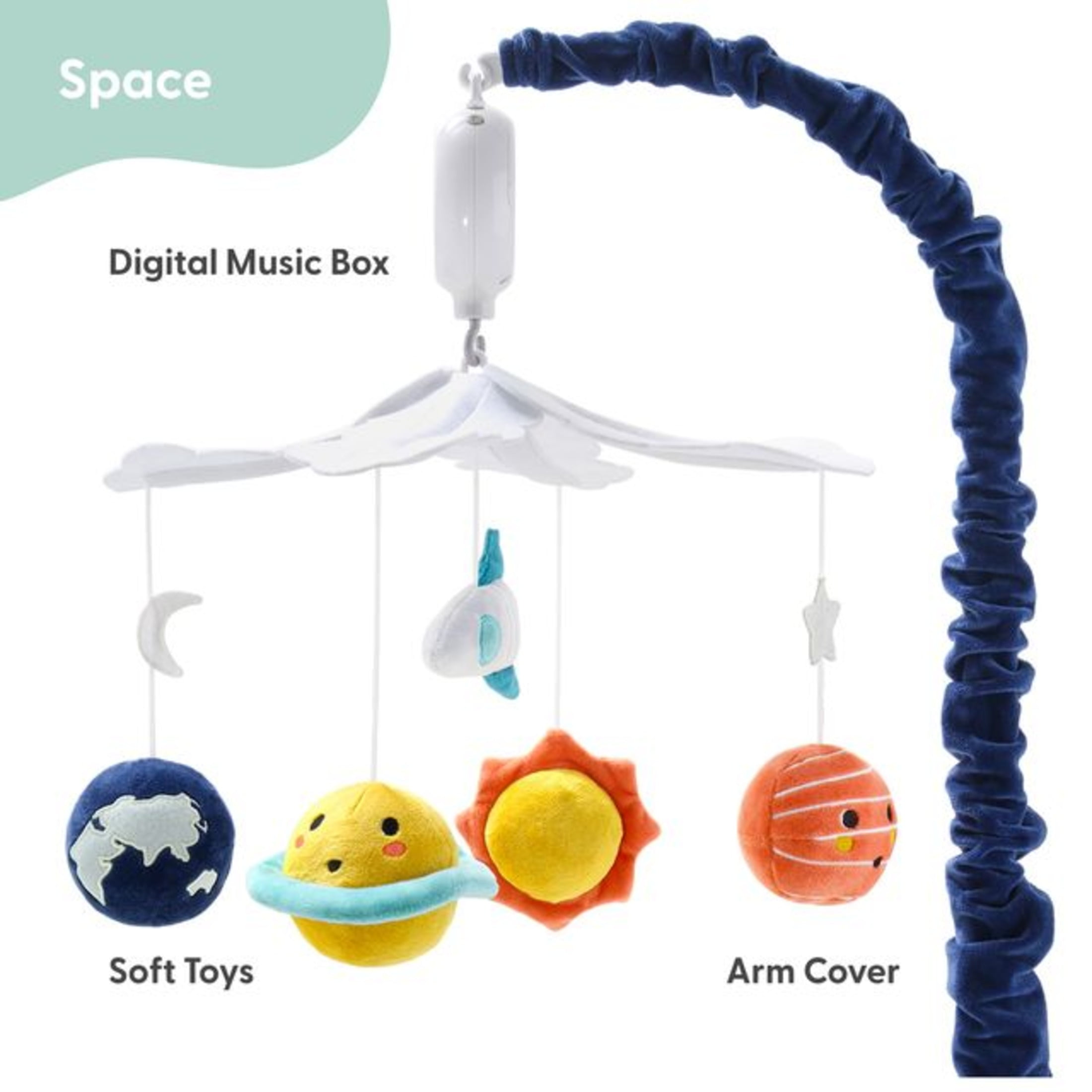 The Peanutshell Spectacular Space Baby Musical Crib Mobile, 12 Lullabies