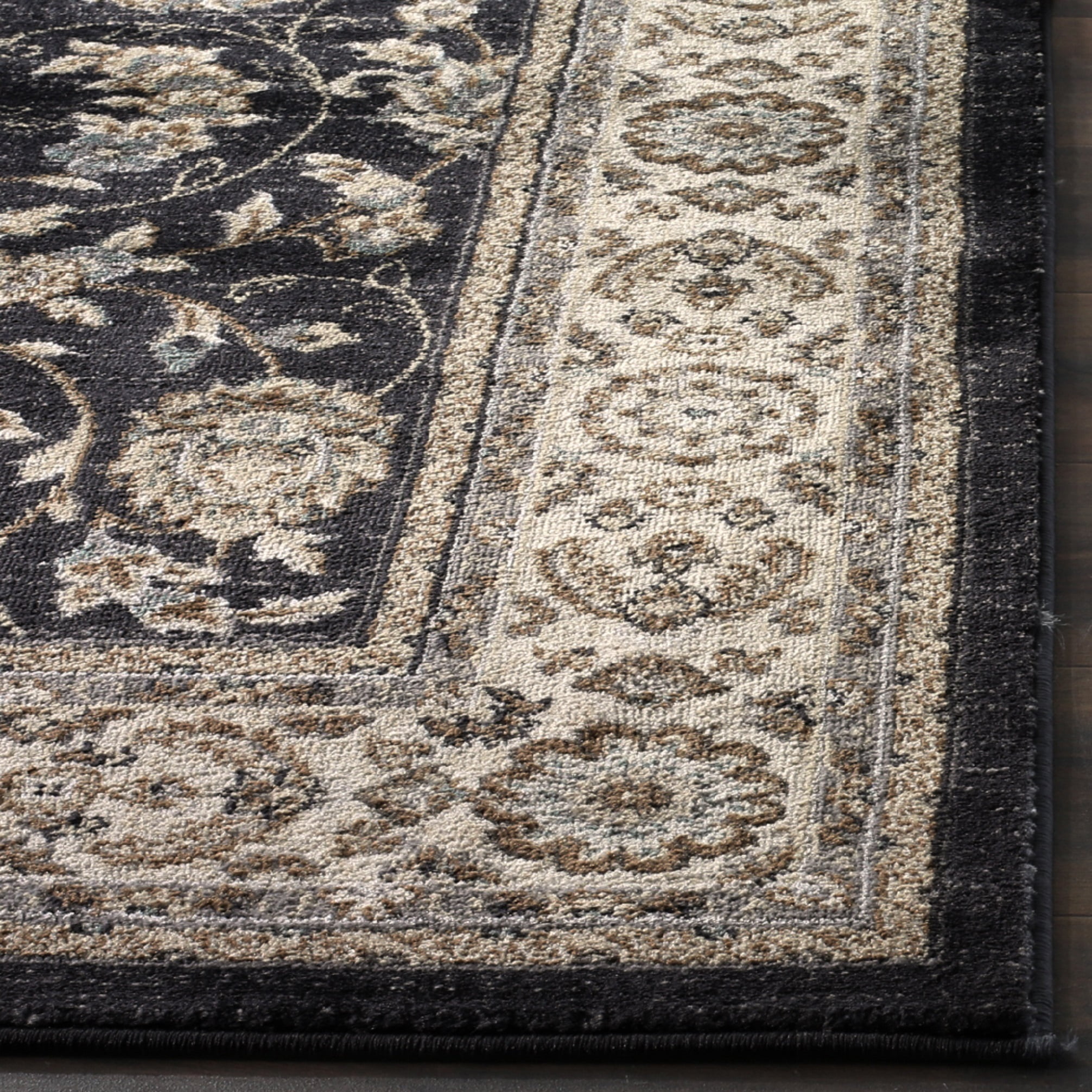 SAFAVIEH Lyndhurst Janel Traditional Bordered Area Rug, Anthracite/Cream, 4' x 6'