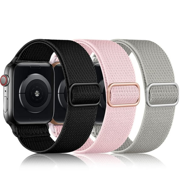 2 Pack 3 Pack Stretchy Nylon Solo Loop Bands Compatible with Apple Watch 38mm 40mm 41mm 42mm 44mm 45mm, Adjustable Braided Sport Elastic Straps Women Men Wristbands for iWatch Series 7/6/5/4/3/2/1 SE