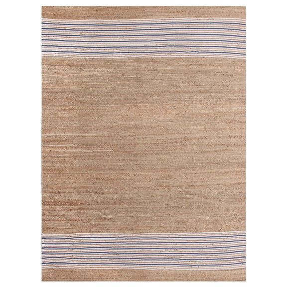 Ox Bay Hadley 2' x 3' Blue/White Striped Braided Jute Indoor Area Rug