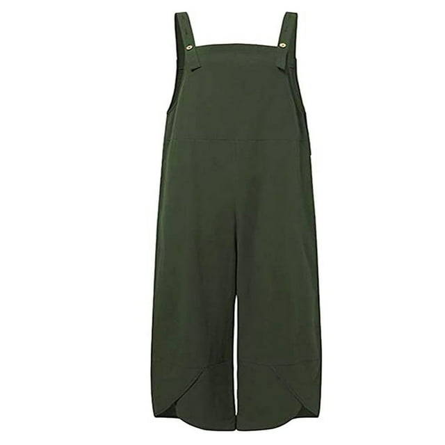 Combinaisons Amples à Ourlet Tulipe pour Femmes Salopettes Col Carré Sans Manches avec Poches Grande Taille