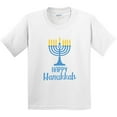 thumbnail image 3 of Inktastic Happy Hanukkah with Blue Menorah Youth T-Shirt, 3 of 5