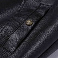 thumbnail image 6 of Atkumj Leather Jacket Men with Pockets Fashion Lapel Full Zip Bomber Jacket Casual Loose Solid Color Rain Coat Mens for City Walking XL, 6 of 8