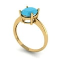 thumbnail image 2 of 2 ctw Solitaire Anniversary Ring for Women | Oval Cut Simulated Turquoise | Hyperallergenic Solid 18K Yellow Gold, 2 of 5