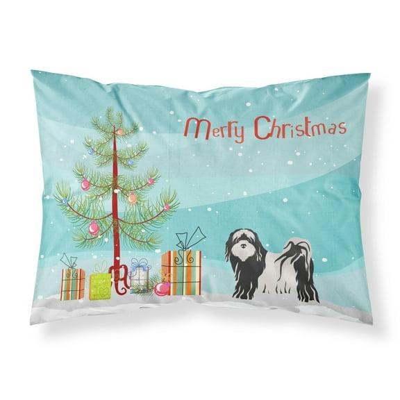Carolines Treasures CK3489PILLOWCASE Tibetan Terrier Christmas Tree Fabric Standard Pillowcase Standard multicolor