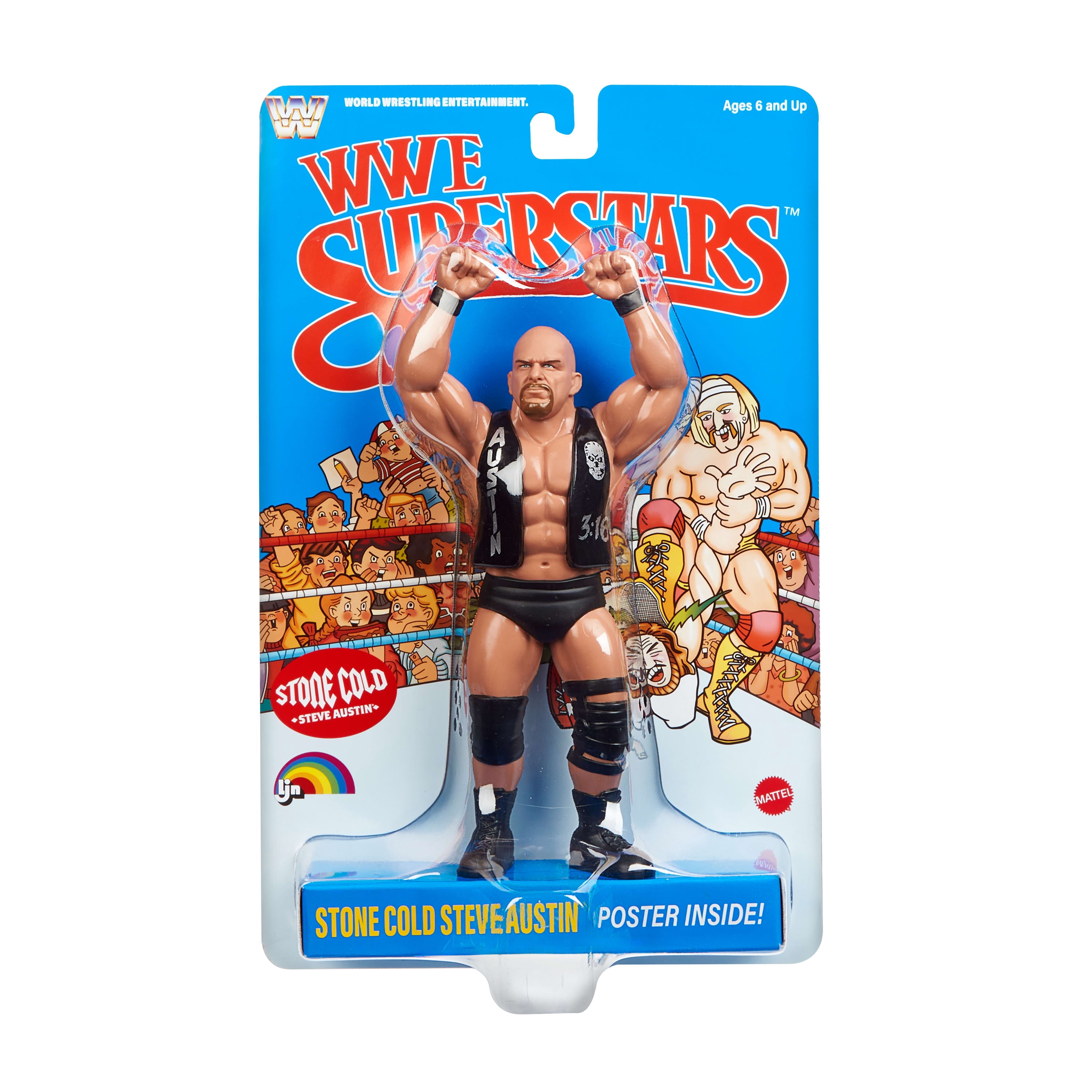 LJN WWE Superstars “Stone Cold” Steve Austin Action Figure, 1980s Retro 8-inch Collectible Toy - Walmart Exclusive