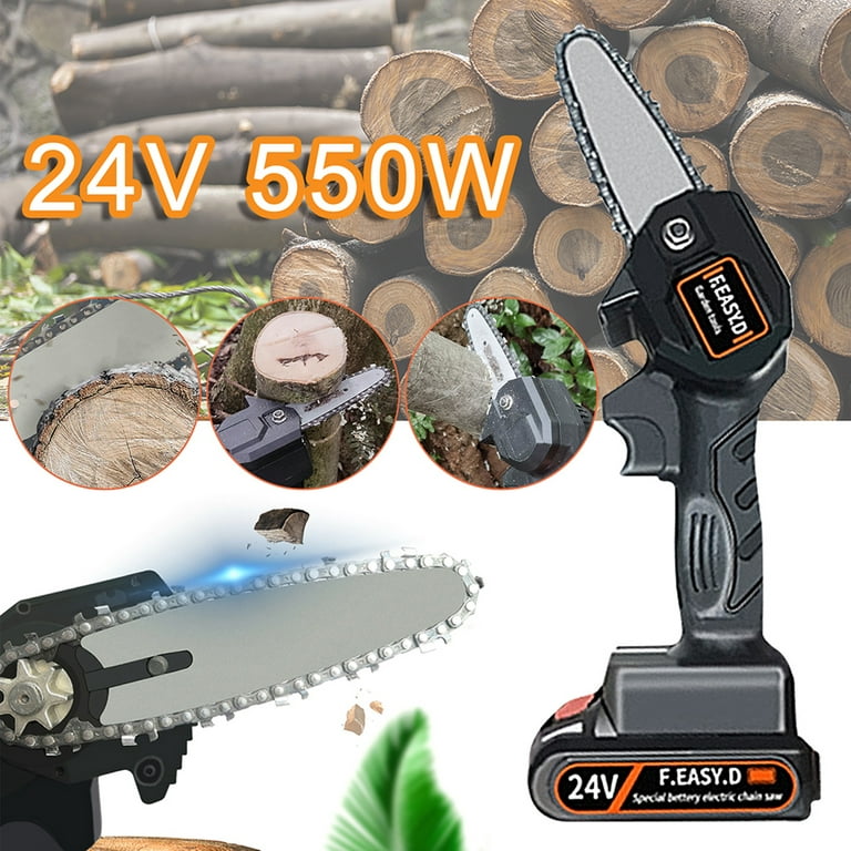 550W Electric Mini Small Wood Cutter Handheld Cordless Chainsaw Tool W/  Battery