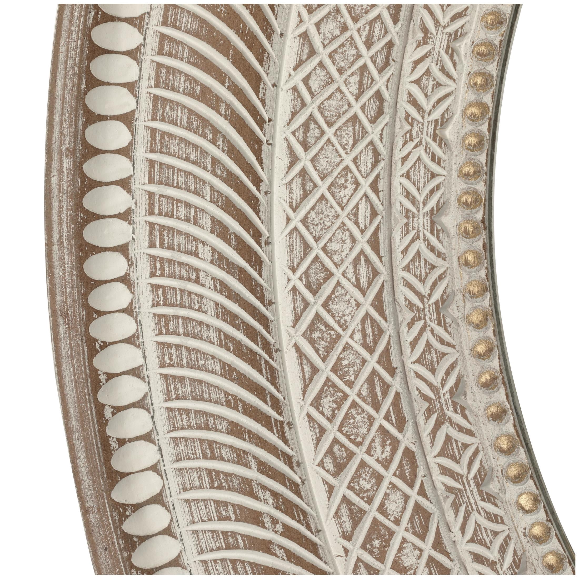 DecMode 48" x 48" Brown Handmade Intricately Carved Geometric Wall Mirror with Bohemian Patterns
