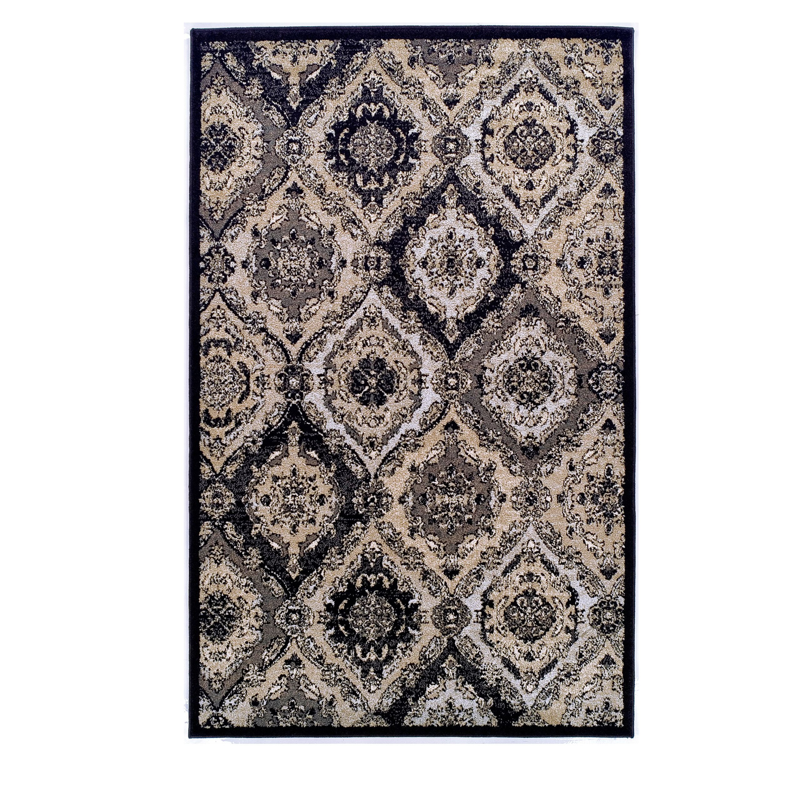 Superior Hayden Geometric Rustic Indoor Area Rug, 5'x 8', Black