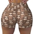 thumbnail image 2 of Gukieu brown sloth family Print Women's Sports Shorts, Elastic Waist High Stretch Running Yoga Gym Sweatpants-X-Large, 2 of 8