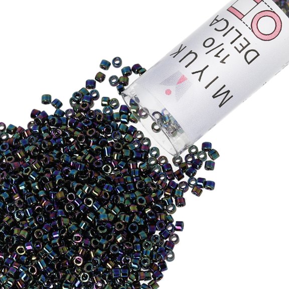 Miyuki Delica Seed Beads – Size 11/0 (1.6 mm), DB0005, Medium Blue Iris, 7.2 g, Approx. 1440 Beads