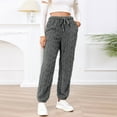 thumbnail image 4 of Ladies Plush Warm Thermal Pants Lace-up High Waist Jogger Trousers Pockets Fluffy Fleece Sweatpants Pajama Bottoms (XX-Large, Gray), 4 of 6