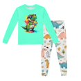 thumbnail image 2 of Pyjamas pour Garçons Ensemble de Pyjama Imprimé Dinosaure Col Rond Manches Longues Pantalon 2 Pcs Printemps Automne Pyjamas pour Enfants Vert Menthe 3 Ans-4 Ans, 2 of 5