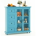 thumbnail image 1 of Costway Buffet Table de Cuisine avec Tiroirs et Portes Bleu, 1 of 10