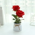 thumbnail image 3 of Visland Artificial Potted Flower Fake Flowers in Pot Silk Rose Bouquet Decoration with Ceramics Vase Fake Plants Floral Arrangement for Table Centerpieces Home Office Wedding Decor, 3 of 5
