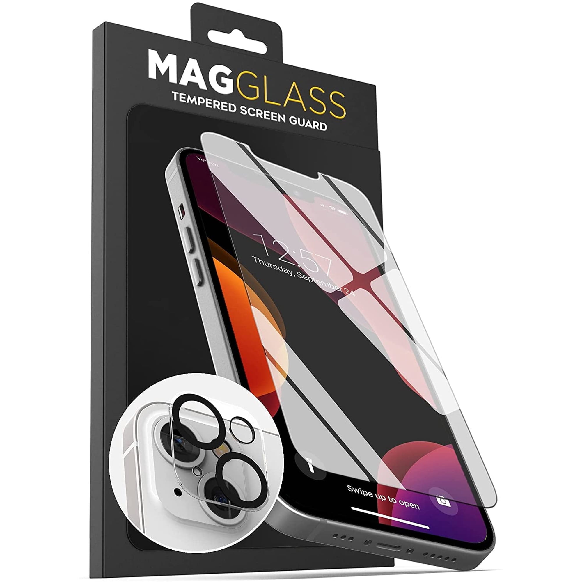 Magglass Screen Protector for iPhone 13 Mini (UHD) Tempered Glass Guard and Camera Lens Protector