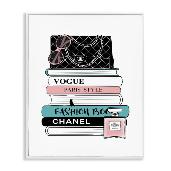 Stupell Industries Contemporary Pink & Blue Bookstack White Framed Giclee Art, 24 x 30, by Martina Pavlova