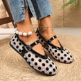 thumbnail image 4 of Avrnliq Mary Jane Flats for Women, White Polka Dot Retro Round Toe Adjustable Buckle Strap Comfort Casual Summer Office Shoes,Size 38, 4 of 9