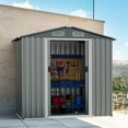 thumbnail image 2 of Spaco 6 x 4 Feet Galvanized Steel Storage Shed with Lockable Sliding Doors, Multipurpose Storage Shed for Outdoor as Backyard, Garden, Patio, Lawn, Gray, 2 of 16