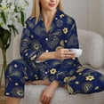 thumbnail image 5 of KLL Vintage Golden Butterfly Print Women's Long Sleeve Pajamas with Pants Sleepwear Loungewear 2 Set-XX-Large, 5 of 7