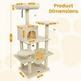 thumbnail image 3 of Costway 58" Tall Multi-level Cat Tree with Upholstered Perch & Cat Condo, Comfy Hammock Beige, 3 of 10