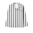 thumbnail image 4 of Womens Pajama Sets Fashion Print Long Sleeve Button Up Collared Shirt with Pj Bottoms 2 Piece Sleepwear Pants Set (2XL, White Striped), 4 of 6
