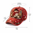 thumbnail image 4 of Basysin Vintage Christmas Print Baseball Cap Adjustable Curved Soft Hat Casual Lightweight Sun Hat Fashion Holiday Pattern Outdoor Headwear for Women Winter Hat, 4 of 5