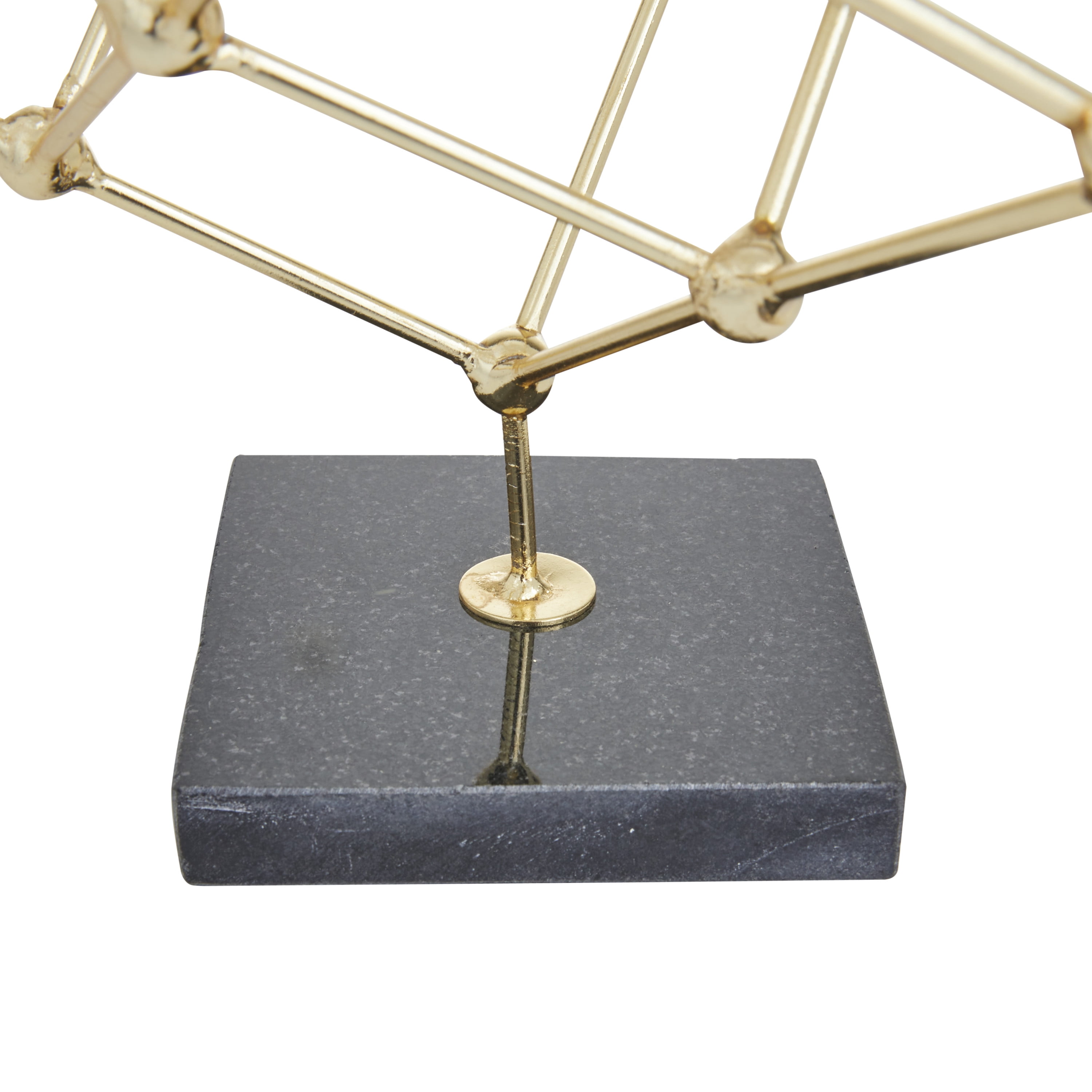 9" x 12" Gold Marble Geometric Sculpture with Black Base, by DecMode