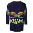 thumbnail image 4 of TIMIFIS T-Shirts pour Femmes Hauts Manches 3/4 Chemises pour Femmes Nouveauté Mardi Gras T-Shirts Graphiques Décontractés Col Rond Blouse de Vacances, 4 of 5