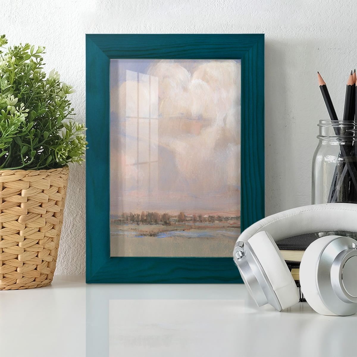Billowing Clouds II - Framed Print w/glass - Ocean Blue