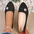 thumbnail image 7 of Women's Wide Width Flat Shoes Pointed Toe Suede Slip On Office Ballet Flats Black 9, 7 of 7