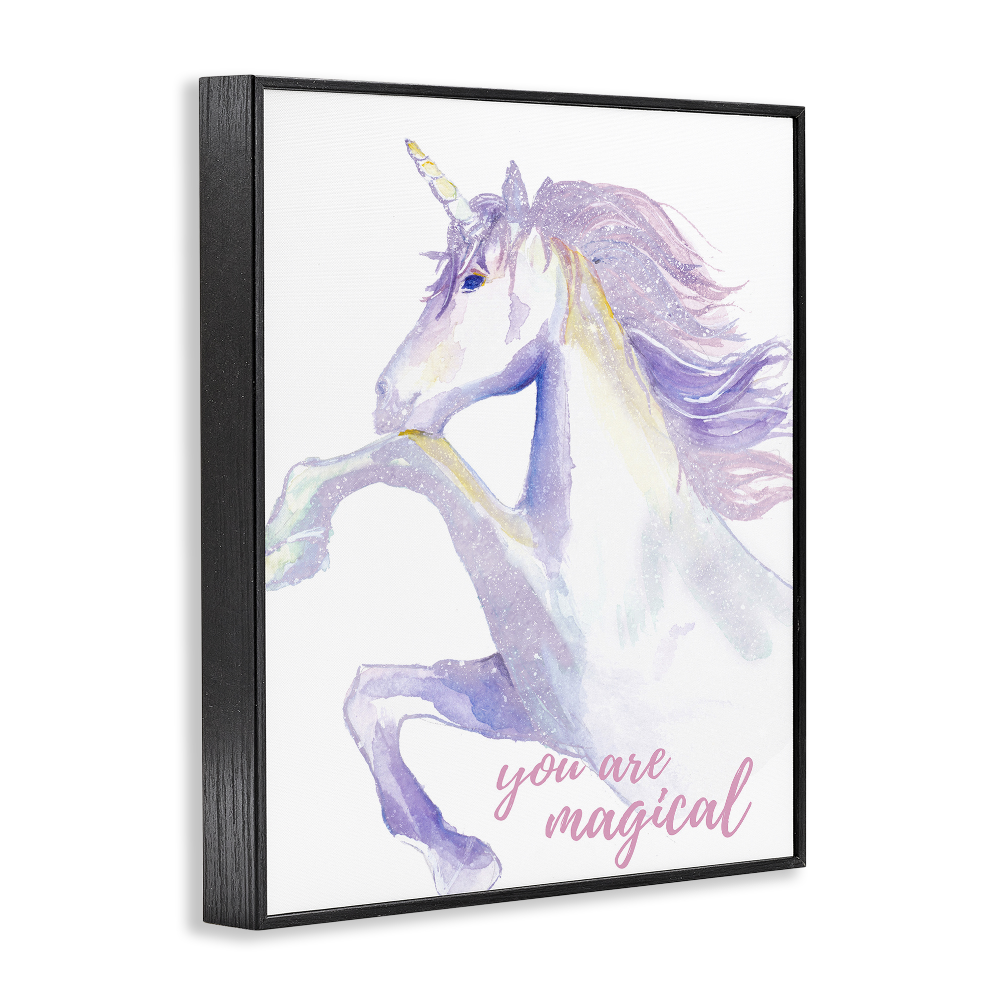 Stupell Industries You Are Magical Unicorn Fairy Tales & Fantasy Painting Black Framed Art Print Wall Art, 16 x 20