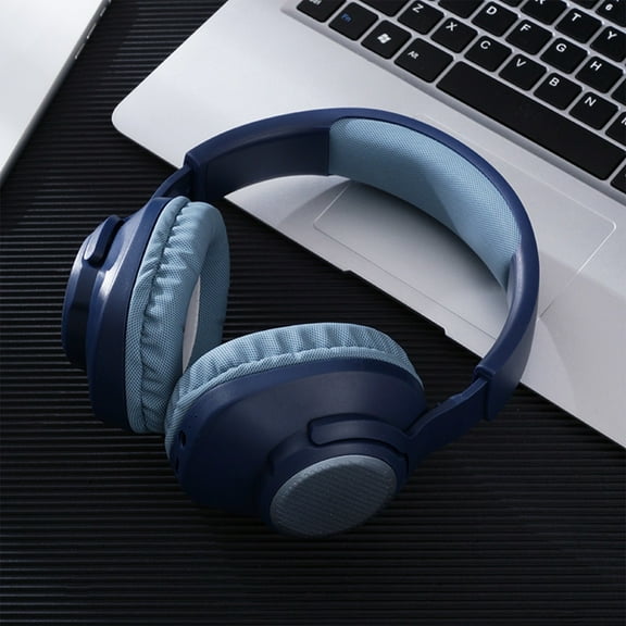 Wireless Headset with Mic for Work, Bluetooth Headset with Microphone (Environmental Noise Cancellation), Wireless Headset with USB Dongle & Charging Dock for PC/Teams/Zoom/Call Center/Home(Blue)