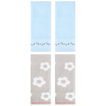 Unique Bargains Floral Soft Hand Towel 4 Pcs Grey/Blue 14" x 30"/13" x 29"