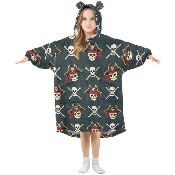 joogoo Wearable Blanket Hoodie for Cool Skull Pattern Oversized Sherpa Hooded 3-14 YR M