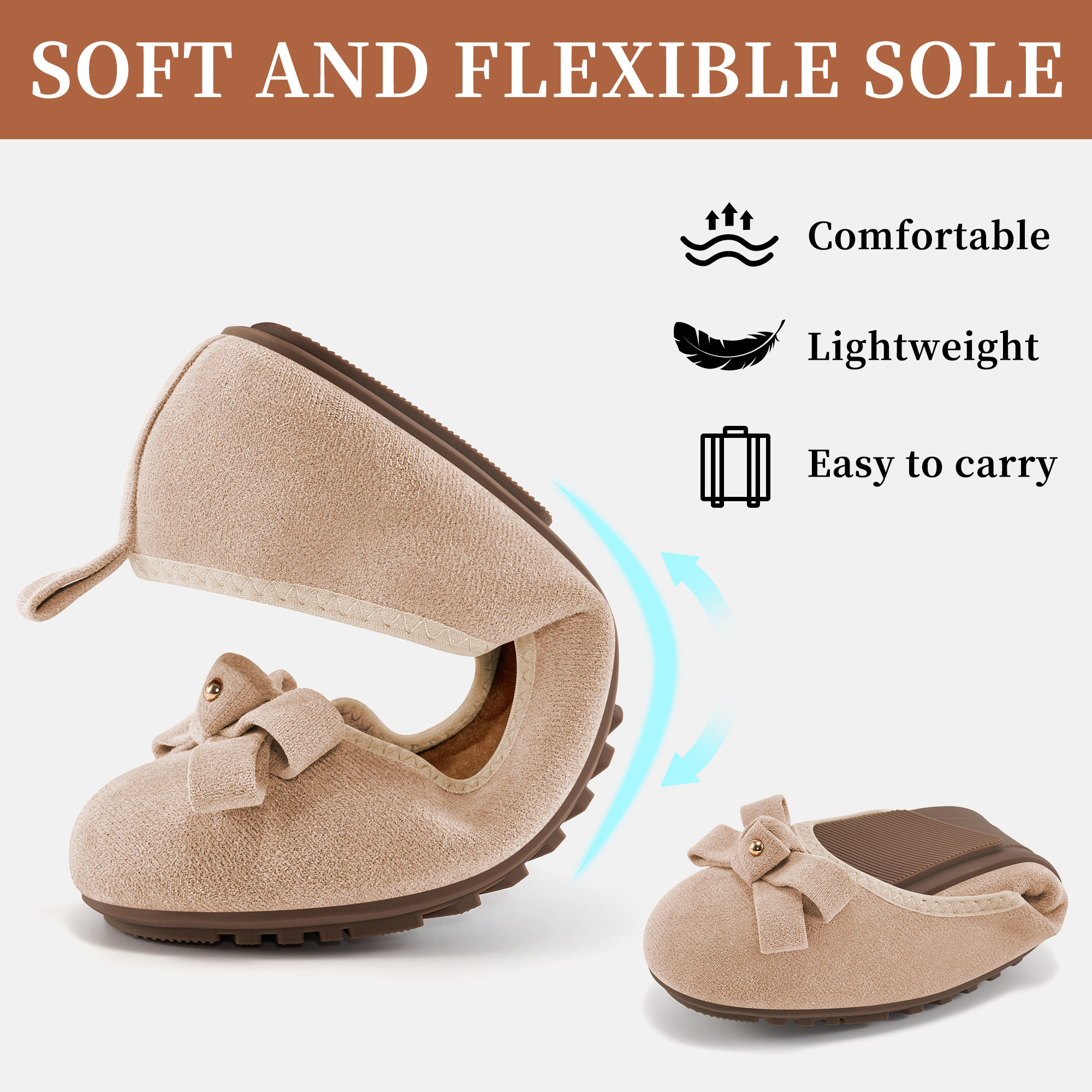 Ecetana Women's Ballet Flats Suede Orange photo 4
