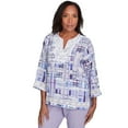 thumbnail image 3 of Alfred Dunner Womens Watercolor Plaid Lace Neck Top, 3 of 4